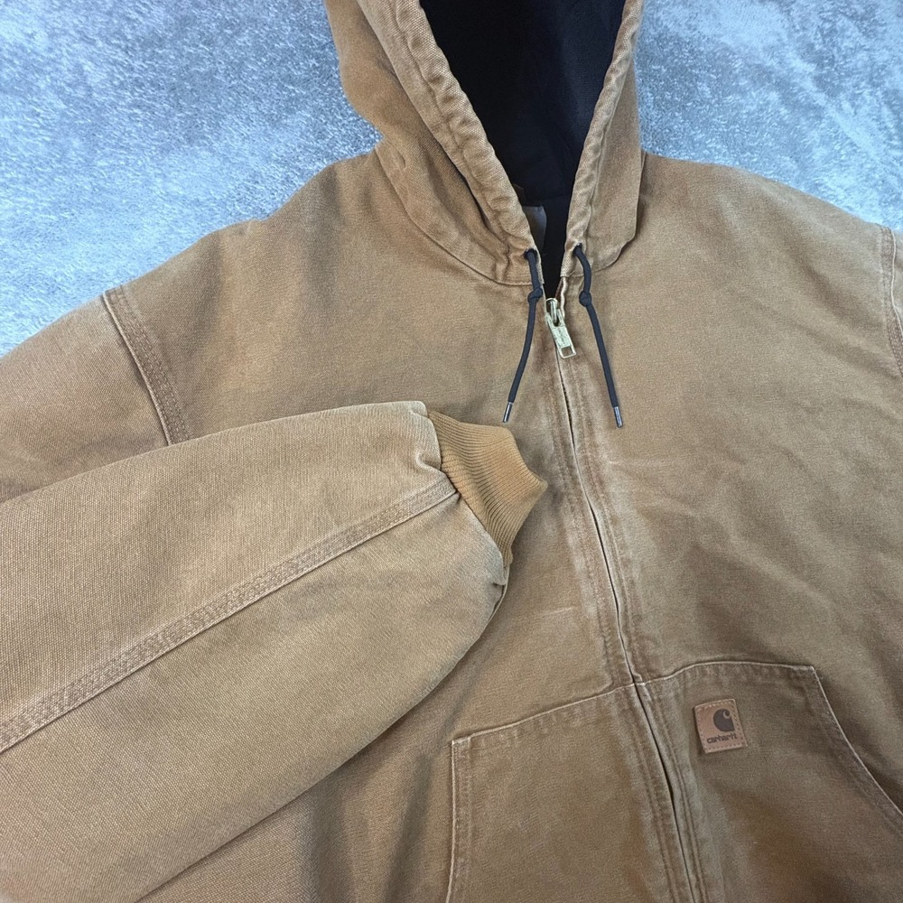 Carhartt Men's 2XL Brown 211 J130 Quilted Lined Duck Canvas Active Jacket Hooded